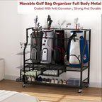 PeakPursuit Golf Bag Organizer and Storage Rack Stand Holder Fits Golf Club Bags and Multiple Golfing Equipment Accessories, Storage Rack with Drawers and Wheels for Indoor/Outdoor Garage, Clubs