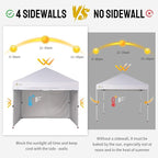 CROWN SHADES 10X10 Comercial Instant Canopy Pop Up Tent with Center Lock, 300D Fabric, 4 Sidewalls, Sto'N Go Bag, White