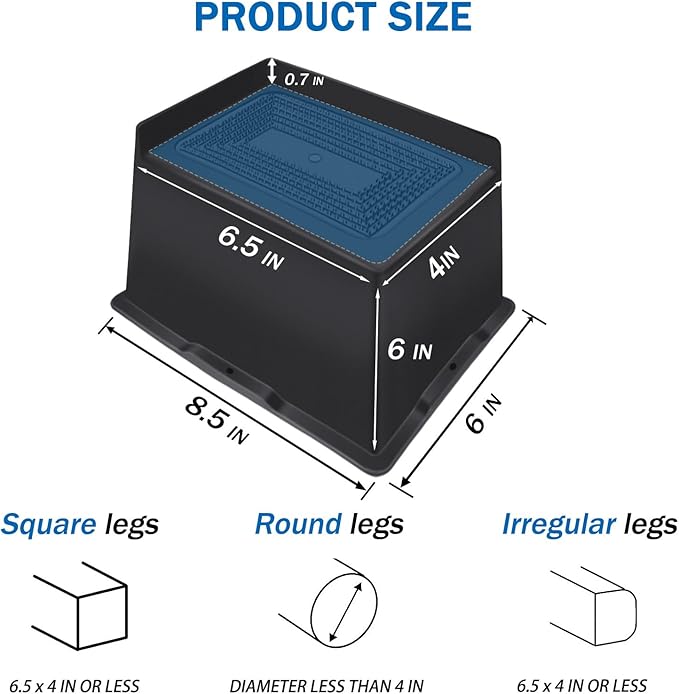 Bed Risers 6 Inch Heavy Duty,Oversized Couch Risers, Extra Wide Furniture Risers for Sofa Table Desk Headboard Chair Lifting,Rectangle Risering Blocks Support 6000 lbs(8 Pack Black)