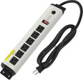 CCCEI 12 Gauge Heavy Duty Power Strip Surge Protector 4800J, 20 Amp 6 Plug Industrial Shop Garage Metal Multiple Outlets, 20 FT Extension Cord 5-15P Adapter High Amp 6-20R T-Slot 20a for Appliance.
