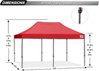 ABCCANOPY Patio Pop Up Canopy Tent 8x16 Commercial-Series (Red)