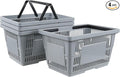 4 Pcs 28 L Durable Plastic Shopping Basket with Handle, Portable Shopping Basket for Supermarket Retail Store, 18.70" x 12.60" x 10.24", Gray