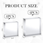 Vicenpal 8 Pcs Acrylic Square Display Block Clear Polished Cube Jewelry Stand Solid Acrylic Pedestal Stand Crystal Ring Showcase Holder Display Base for Riser(3 x 3 x 1 Inch, 2 x 2 x 1 Inch)
