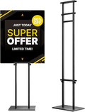 Display Stand Sign Holder,Heavy Duty Adjustable Pedestal Sign Stand Up to 75 inch,Double-Sided for Board & Foam Sign,Sign Stand with Base,Fit Wedding,Restaurant or Business(Poster not Included)