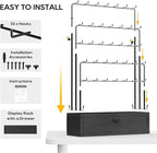 ORLESS 5-Tier Jewelry Display for Vendors, Earring Holder Organizer with Storage Drawer Box, Necklace Display Holder for Selling, Earring Cards Organizer for Bracelets, Rings, Black(35 Hooks)