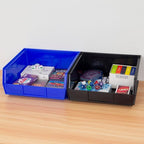 Akro-Mils 30235 AkroBins Plastic Storage Bins, Space-Saving Stackable Bins for Garage, Pantry, Craft Organization, 11" x 11" x 5", Black, 6-Pack