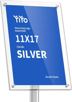 YIYO Sign Stand Poster Stand，adjustable heavy duty pedestal Sign Holder Floor Stand，acrylic frame floor signage standing for display menu11*17 inch，Silver (acrylic frame 11*17 Sliver)