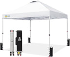 CROWN SHADES 12x12 Pop Up Canopy Outside Canopy, Patented One Push Tent Canopy with Wheeled Carry Bag, Bonus 8 Stakes and 4 Ropes, White