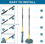 Self-Wringing Twist Mops for Floor Cleaning, Microfiber Floor mop with 57 " Long Handle, Easy Wringing Mop for Hardwood Commercial Household Clean (Microfiber Cloth Twist Mop)