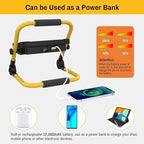 Solar Work Light Rechargeable Spotlight with Stand, MASMEJOR Rechargeable Worklight 12000mAh/ 10000LM/ 336 LEDs/ 4 Lighting Modes, LED Work Light for for Outdoor Camping, Yard, Garage, Hiking