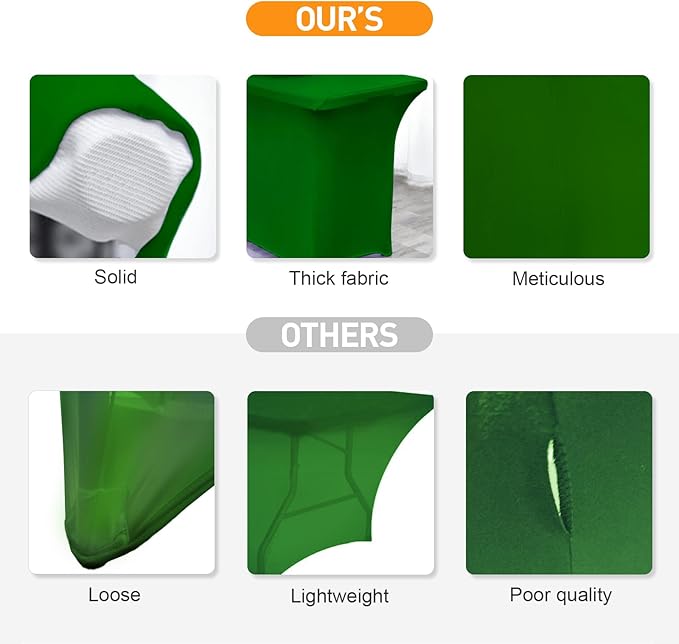 SEPARO 2 Pack 6 Ft Forest Green Table Cover Fitted Rectangular Tablecloth Stretchable Fabric Table Cloth 6 ft Wrinkle-Free for Party Tradeshows Banquet Weddings Cocktail
