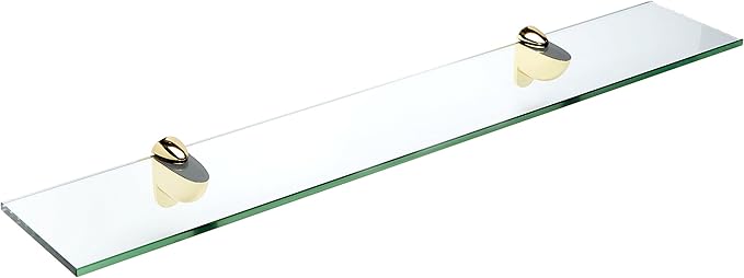 Spancraft Glass H-6x27-Brass Heron Glass Shelf, Brass, 6" x 27"