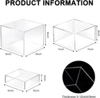 6 Pcs 3 Size Acrylic Cube Display Risers Acrylic Boxes Dessert Display Nesting Cubes, Buffet Risers with Hollow Bottom for Jewelry Collectibles Cosmetics Figures Show