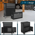 13-Drawer Rolling Tool Chest with Double Door, Extra Large Storage Cabinets with Tool Box, 2-in-1 Detachable Design, 600 lbs Capacity with Lockable Wheels for Garage, Mechanic, Professional & Home Use