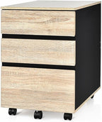 Pemberly Row 3-Drawer Engineered Wood Vertical Mobile Filling Cabinet in Natural