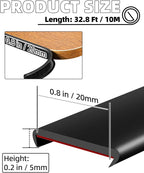 U-Shape Black TPE Edge Banding 32.8Ft Self-Adhesive Flexible Edge Trim, Furniture Edge Protector & Countertop Molding (W:0.8'' H:0.2'')