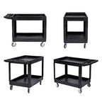 2-Shelf Heavy Duty PP Service Cart with 360° Swivel Wheels, 550LBS Load Capacity, Large Shelf, Storage Handle, Rolling Utility Cart for Warehouse, Garage, Cleaning, Medium Size