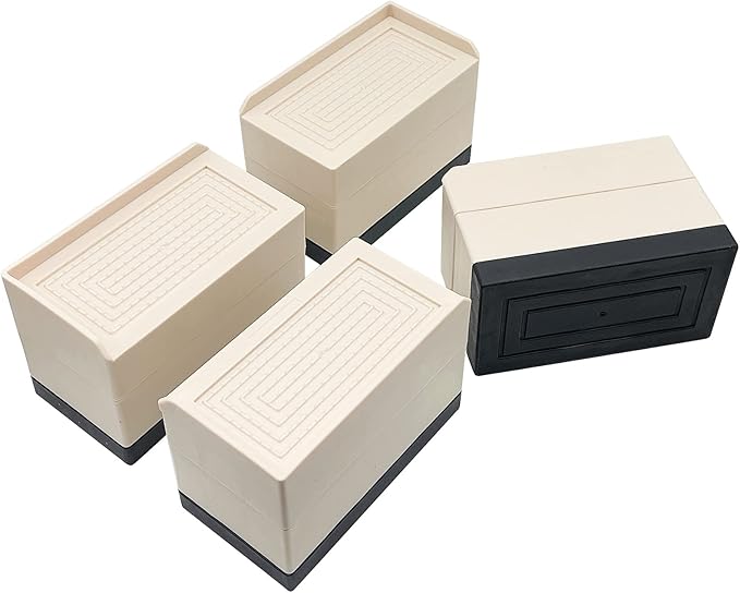 Bed Risers, 3 Inch Heavy Duty Adjustable Furniture Lifts Leg Extenders for Bed Desk Table Couch Frame Feet Accessories, Supports up to 1300 Lbs (Beige, 4 Pack Set)