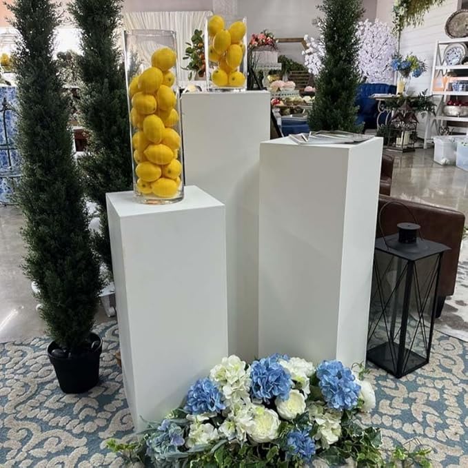 shopPOPdisplays White Expanded PVC Display Pedestal - Lightweight, Portable & Durable for Events, Trade Shows - 50 lb. Capacity (18" W x 18" L x 36" H)
