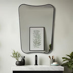 ANDY STAR Matte Black Bathroom Vanity Mirror, 22x30 Inch Irregular Mirror for Wall, Asymmetrical Mirror for Bathroom, Unique Shape Decorative for Powder Room, Entryway