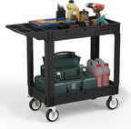 Heavy Service Utility Cart on Wheels,Tool Cart on Wheels, Service Cart for Garage, Warehouse, Workshop, Office, Cleaning (Black-40.6 inch)