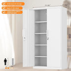 Metal Garage Storage Cabinet,72" Locking Tool Cabinet with Doors and 4 Shelves,Tall Metal Cabinets with Garage Storage Systems for Home Office,School,White