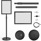 GUOHONG 2 Pack Heavy Duty Sign Stand Adjustable 8.5 x 11 Inch Sign Holder Aluminum Snap Open Frame Floor Poster Stand Vertical Horizontal