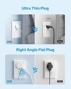 6ft Flat Plug Extension Cord, VINTAR Multi Outlet Extender with 5 Outlets and 4 USB Ports (2 USB-C), 3-Sided Wall Mount Charger, 1800J Surge Protector Power Strip for Home, Office, College Dorm