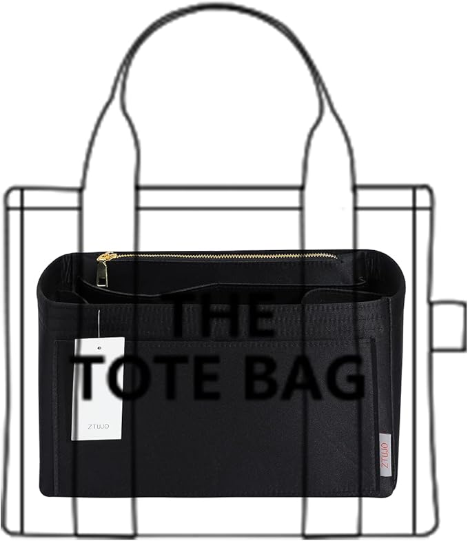 ZTUJO Purse Organizer Insert For Handbags, Silky Touching Bag Organizer Insert With Bottle Holder, Perfect for Speedy, Neverfull, Tote,ONTHEGO,Artsy,Handbag and More (Large, Silky Black)