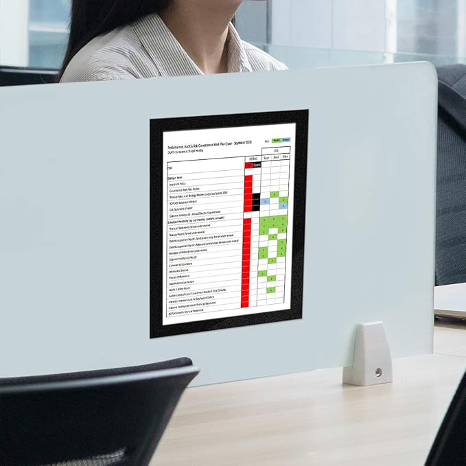 ZHIDIAN Document Sign Holder Pockets with Adhesive Back, Plastic Poster Picture Notice Display Frame for Window/Door/Wall/Cabinet, 8.5 x 11.6 Inches, Black, 2 Pack