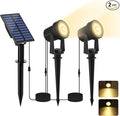 Solar Spotlights Outdoor Waterproof, Warm White Landscape Spotlights, Decorative Solar Spot Lighting for Garden, Yard, Pathway, Lawn, Poolside, Party, 2-in-1 Mounted (Warm White, 2 Pack)