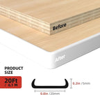 U-Shape Edge Banding, 0.8 inch x 20ft Edge TPE Self Adhesive Veneer Edging Trim Flexible Edge Protector, Strip for Countertop Cabinets Table Restoration Shelves, White