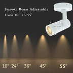 15W LED Dimmable and Zoomable Ceiling Spotlight with Anti-Glare Honeycomb Mesh | Adjustable Spot Light for Living Room, Gallery | 10°-55° Zoom，10%-100% Dim，3000K, CRI 98, Flicker-Free, White