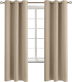 BGment Blackout Curtains - Grommet Thermal Insulated Room Darkening Bedroom and Living Room Curtains, Set of 2 Panels (42 x 72 Inch, Sand)