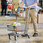 Two-Tier Shopping Cart, Gray Zinc-Coated, 2.8 Cu. Ft. Capacity, 27x19x41 Inches, 220 lb Weight Limit, Commercial Use