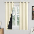 Cream Blackout Curtains for Bedroom 63 Inch Length 2 Panels Set, 100% Light Blocking Thermal Insulated Soundproof Grommet Curtains with Thick Black Liner for Narrow Window, Each 38 Inch Wide