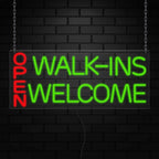 Open Walk-Ins Welcome Neon Sign for Retail Displays | Value priced LED Flex Neon | Electronic Light Up LED Sign for Windows/Walls | 32"W x 13"H x 1"D