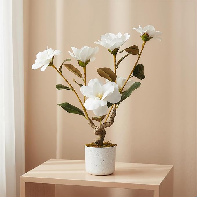 GAOMON White Fake Orchids Flowers in Pot,24 inch Faux Orchids Plant Real Touch for Home Decor Indoor Bathroom Decoration