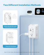10ft Flat Plug Extension Cord, VINTAR Multi Outlet Extender with 5 Outlets and 4 USB Ports (2 USB-C), 3-Sided Wall Mount Charger, 1800J Surge Protector Power Strip for Home, Office, College Dorm