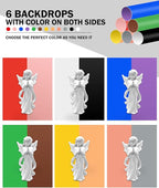 PULUZ 9.8"/25cm Foldable Portable Photo Studio Light Box, Adjustable Brightness Light Box Photography Lighting Shooting Tent Kit, with LED Lights and 12 Colors Backdrop