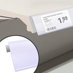 Shelf Label Strips, Pro Painter 50 Pack Self Adhesive 1.5”H Shelf Strip Price Tag Holder for Plastic, Metal and Wood Gondola Shelf, Clear Plastic Front/White Back Sign Holder for 48” Long Shelf