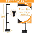 Poster Stand Heavy Duty - 2 Pack Pedestal Poster Stands for Display, Adjustable Height up to 80 Inch, Double Sided Black Floor Standing Sign Holder for Foam Board Signage
