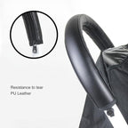 Universal Stroller Handle Sleeve Cover with Zipper Cleanable for Stroller Cart Replacement Grip Bar Handlebar 7.5 x 4.3 inch(Black)