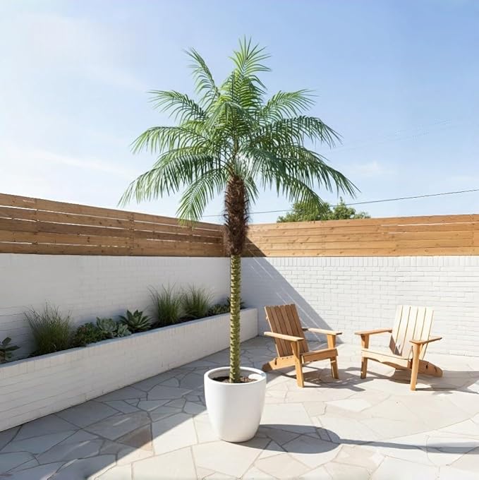 8 FT 1095LVS Fake Palm Tree,Tall Artificial Palm Trees for Outdoor Indoor Decor,Faux Phoenix Palm Plants for Outside Patio Pool Coastal Home Office Living Room