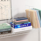 Wire Shelf Dividers - White Closet Organization & Storage Organizer - No Tool Shelf Divider for Wire Shelves - Metal Shelf Accessories – for 12“ Deep Wire Shelves – Tall 16” Height – 4 Pack