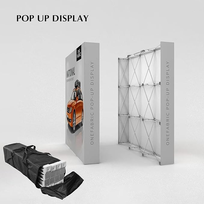 Customize Collapsible Pop Up Display Stand with Tension Fabric Banner for Trade Show Display Backdrop Booth,Exhibition,Conference,Weddings,Parties,Stores 7.5x7.5FT(Frame&Banner)