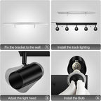 BoostArea Plug in Track Lighting, LED Track Light Kit, Black 5-Light Track Lights for Kitchen, 15 FT Cord,5 Way Ceiling Spotlight, Rotatable Wall Mount Light Head for Bedroom Hallway Living Room