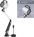 Articulating Led Work Light, 18W Machine Lights, 1800 Lumens Flexible Wood Lathe Light Drill Press Lighting 110-220v