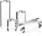 ZEERSHEE 4-Pack Clear Glass Cylinder Display Risers Crystal Blocks Display Stand for Collectibles Art Craft Transparent Solid Bases for Jewelry Cosmetic Crafts Closet Show(4''/3.2''/2.4''/1.6'')