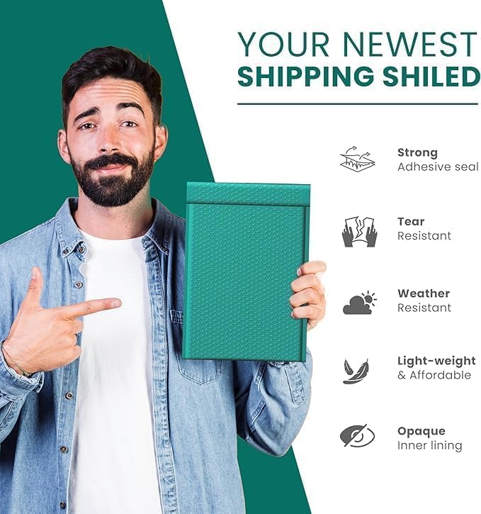 Green Large Poly Bubble Mailers 12x15 inch | Self Seal Padded Envelopes Cushioned Bubble Mailer | Usable Size 12x15 | WaterProof | Lightweight mailing Shipping Bags | 100 Pack Bulk